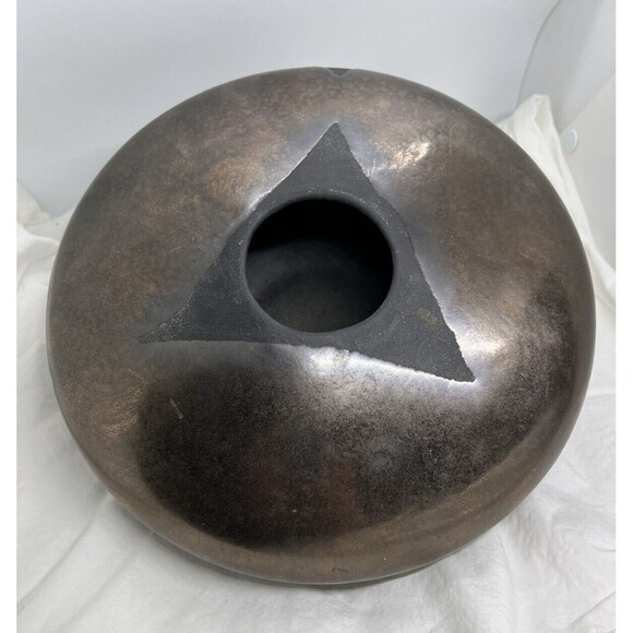 Vintage Haeger Matte Black Bronze Tone Volcanic Drip Lava Glaze Art Pottery UFO - Picture 5 of 14